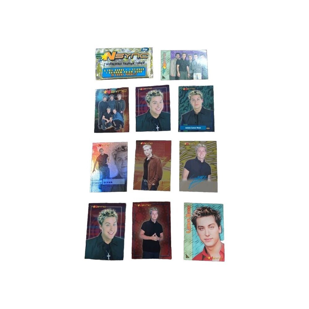 Original Vintage 2000 Topps N Sync Trading Card Lot 10 w/ 8 Lance‎ Bass